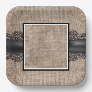 Assiettes En Carton Plaques de papier Burlap, Linn et dentelle