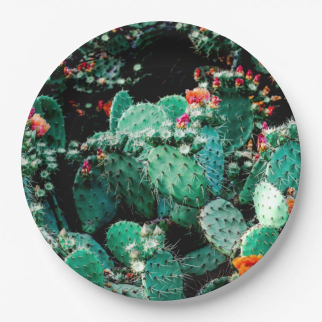 Assiettes En Carton Plaques de papier Cactus (Devant)