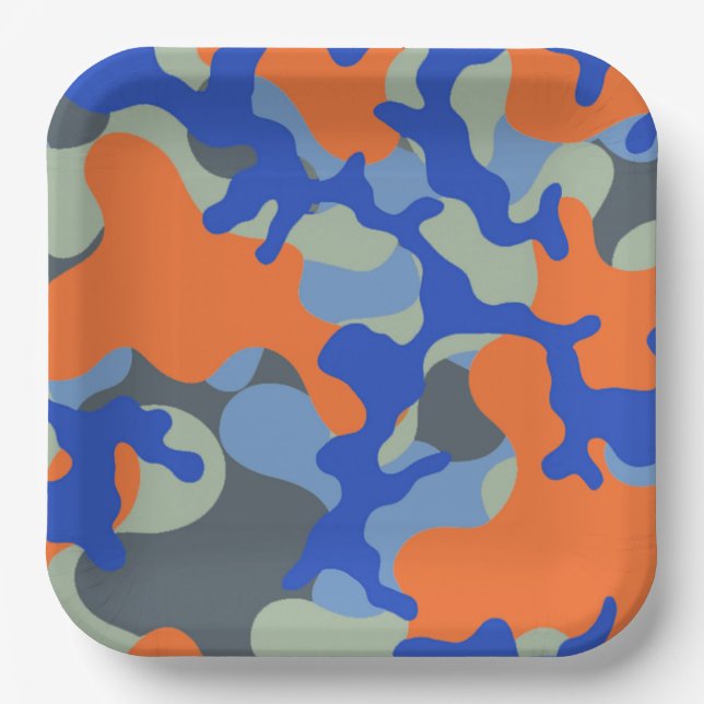 Assiettes En Carton Plaques de papier Camo | Plaques de fête (Recto)