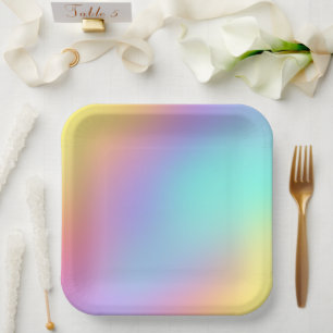 Assiettes En Carton Plaques de papier Carré Gradient Pastel