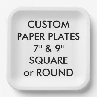 Assiettes En Carton Plaques de papier CARRÉ personnalisées - 9 pouces 