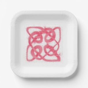 Assiettes En Carton Plaques de papier Carré rose CELTIC KNOT