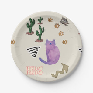 Assiettes En Carton Plaques de papier Chat Poisson Poisson Poissons Po