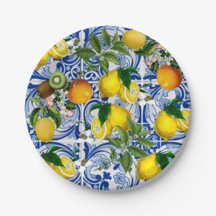 Assiettes En Carton Plaques de papier citron méditerranéen