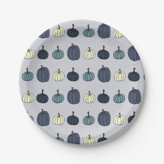 Assiettes En Carton Plaques de papier Citrouille bleu