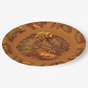 Assiettes En Carton Plaques de papier Citrouille  de bon thanksgiving 