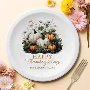 Assiettes En Carton Plaques de papier citrouille Floral Thanksgiving D
