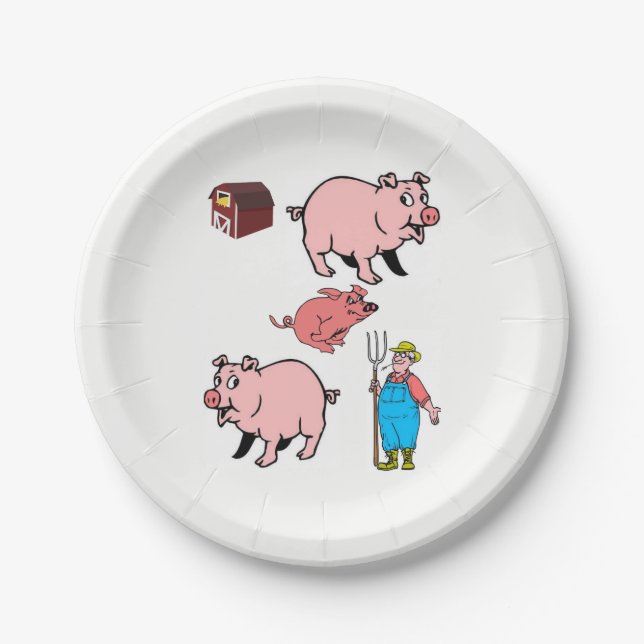 Assiettes En Carton Plaques de papier Cochons (Devant)