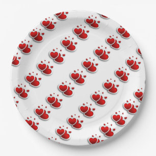 Assiettes En Carton Plaques de papier/Coeurs rouges