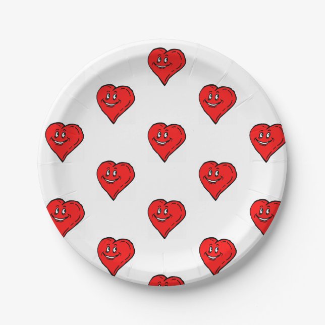 Assiettes En Carton Plaques de papier Coeurs rouges Aimer (Devant)