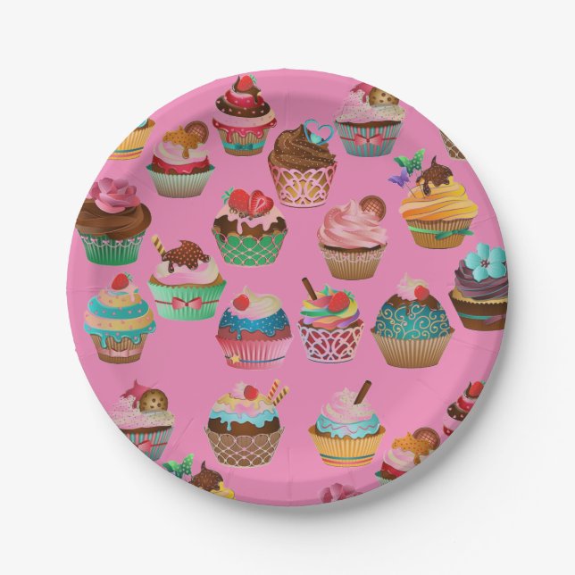 Assiettes En Carton Plaques de papier Cupcake (Devant)