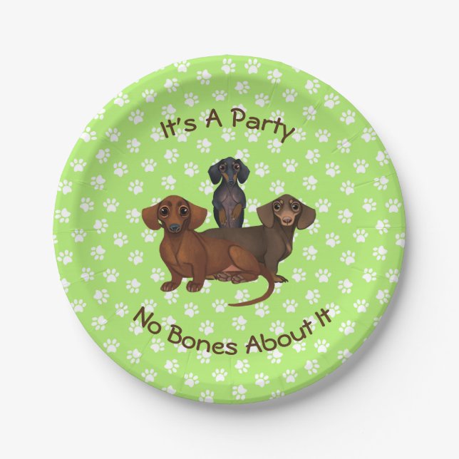 Assiettes En Carton Plaques de papier Dachshund vert clair (Devant)