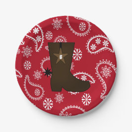 Assiettes En Carton Plaques de papier d'amorçage Red Bandana Cowboy