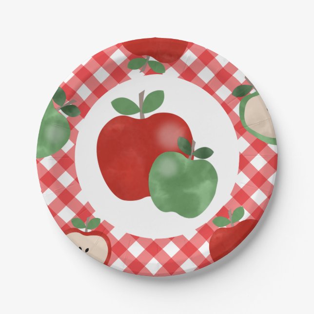 Assiettes En Carton Plaques de papier d'anniversaire Apple et Red Plai (Devant)