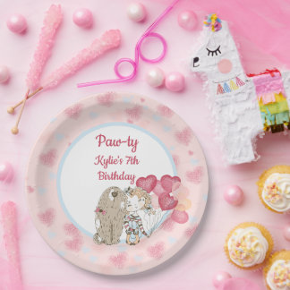 Assiettes En Carton Plaques de papier d'anniversaire de chien paw