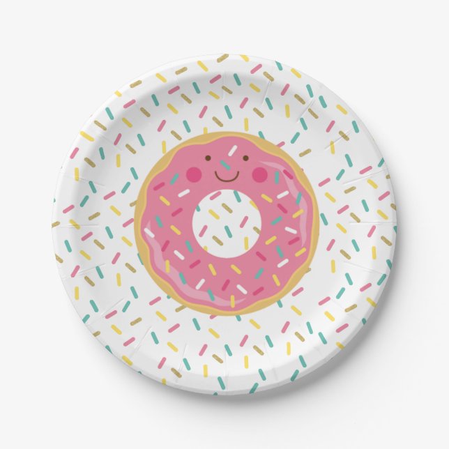 Assiettes En Carton Plaques de papier d'anniversaire de Donut (Devant)