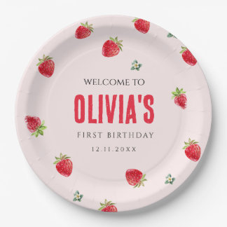 Assiettes En Carton Plaques de papier d'anniversaire de fraise