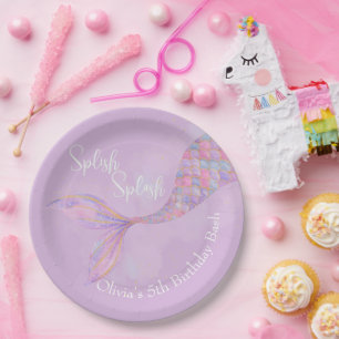 Assiettes En Carton Plaques de papier d'anniversaire de sirène à éclab
