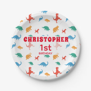 Assiettes En Carton Plaques de papier d'anniversaire Dinosaur Silhouet