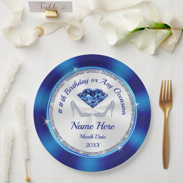 Assiettes En Carton Plaques de papier d'anniversaire personnalisées ou (Mariage)