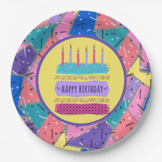 Assiettes En Carton Plaques de papier d'anniversaire rétro