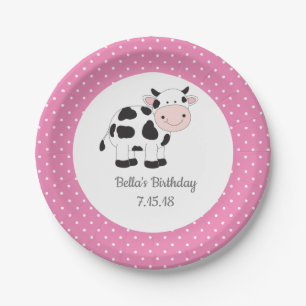 Assiettes En Carton Plaques de papier d'anniversaire rose Cowgirl