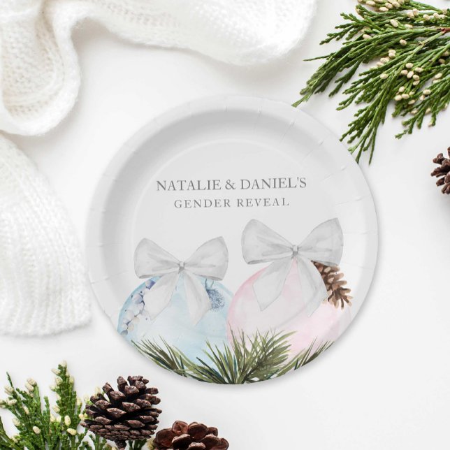 Assiettes En Carton Plaques de papier de Baby shower de la révélation  (Christmas Gender Reveal Paper Plates)