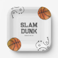 Plaques de papier de basket-ball aquarelle