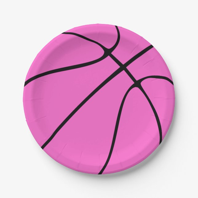 Assiettes En Carton Plaques de papier de basket-ball rose (Devant)