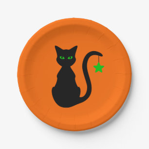 Assiettes En Carton Plaques de papier de chat noir