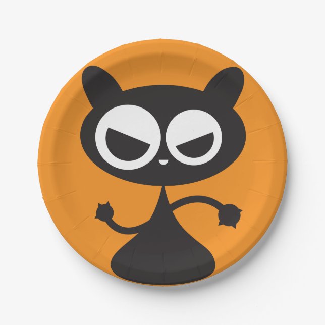 Assiettes En Carton Plaques de papier de chat noir (Devant)