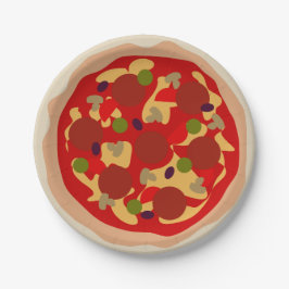 Assiettes En Carton Plaques de papier de fête de pizza pepperoni sur m