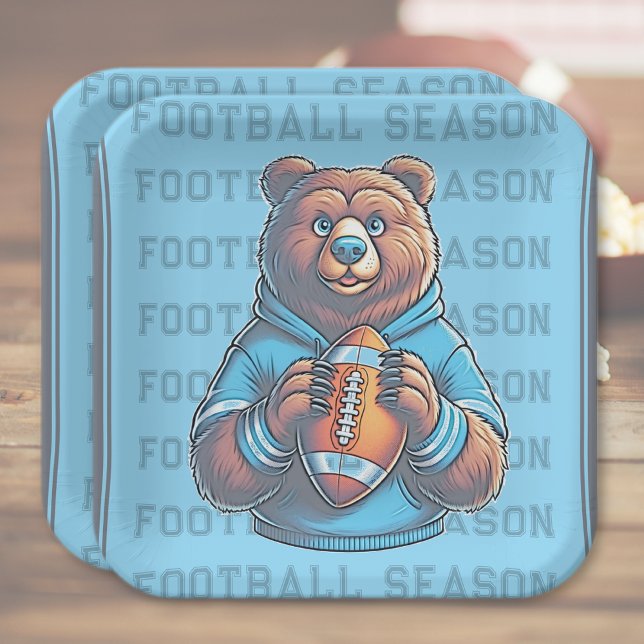 Assiettes En Carton Plaques de papier de football personnalisées Blue  (Blue Custom Football Paper Plates)