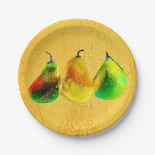 Assiettes En Carton Plaques de papier de fruits vert poire