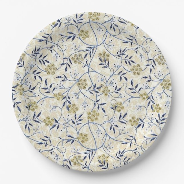 Assiettes En Carton Plaques de papier de jasmin bleu (Devant)