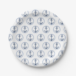 Assiettes En Carton Plaques de papier de la Ancre bleue marine
