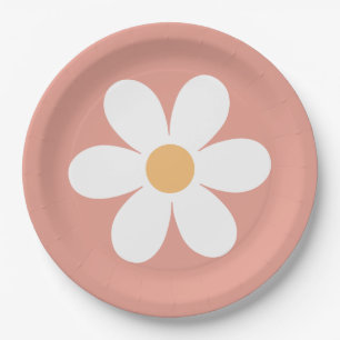 Assiettes En Carton Plaques de papier de marguerite rétro