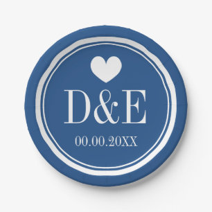 Assiettes En Carton Plaques de papier de mariage bleu marine