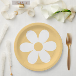 Assiettes En Carton Plaques de papier de marmite jaune rétro