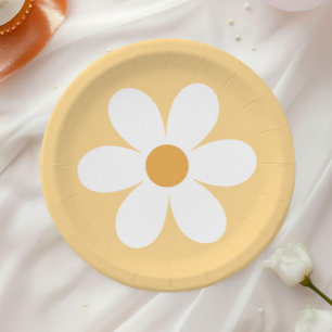 Assiettes En Carton Plaques de papier de marmite jaune rétro