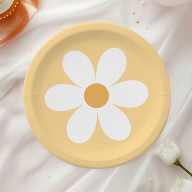 Assiettes En Carton Plaques de papier de marmite jaune rétro (Créateur téléchargé)