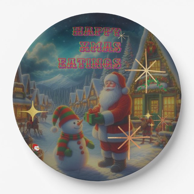 Assiettes En Carton Plaques de papier de Noël (Devant)