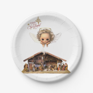 Assiettes En Carton Plaques de papier de Noël, Ange, Jésus-Christ