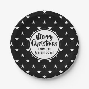 Assiettes En Carton Plaques de papier de Noël Black Stars