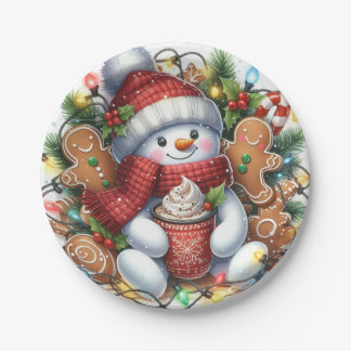 Assiettes En Carton Plaques de papier de Noël de Snowman