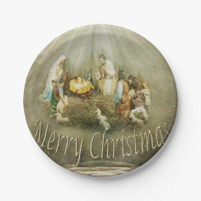 Assiettes En Carton Plaques de papier de Noël, Jésus Christ (Devant)