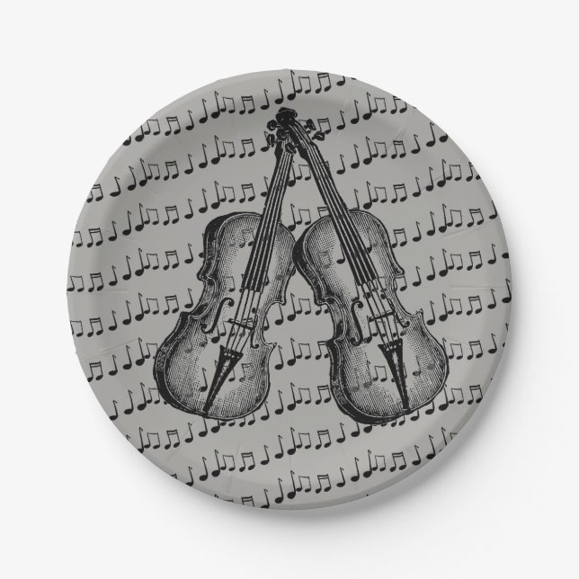 Assiettes En Carton Plaques de papier de notes musicales (Devant)