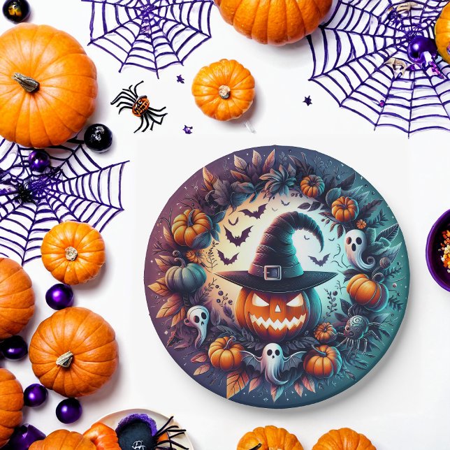 Assiettes En Carton Plaques de papier de nuit Halloween enchantées (Créateur téléchargé)