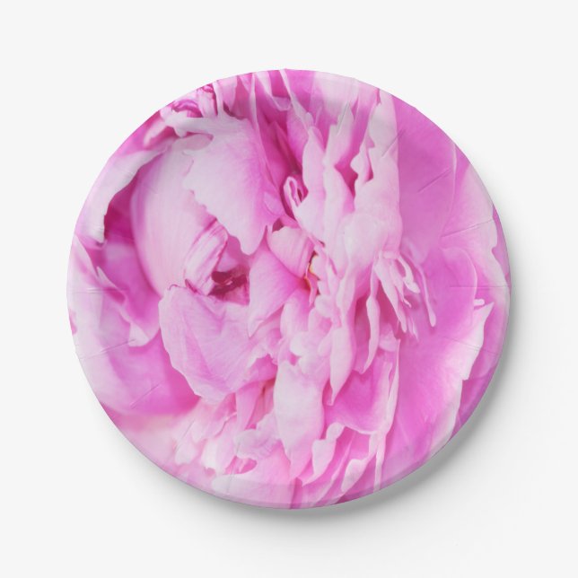 Assiettes En Carton Plaques de papier de pivoine rose souple (Devant)