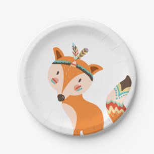 Assiettes En Carton Plaques de papier de renard tribal Wild one Woodla